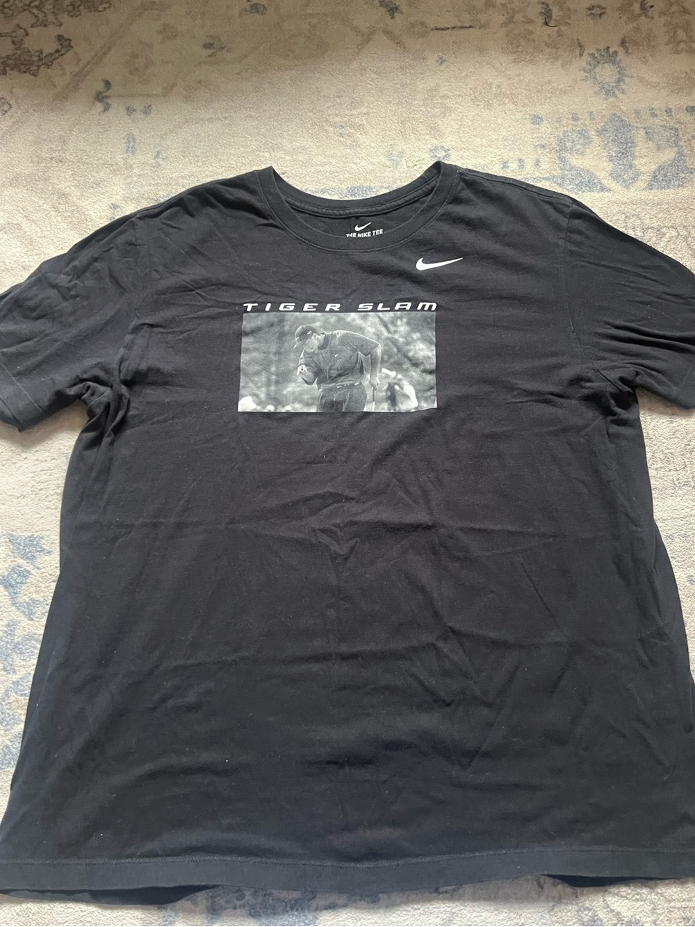 Nike Black Short-Sleeve Tee with 'Tiger Slam' Graphic